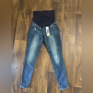 Women’s Maternity Jeans - Dark Blue Stretch Denim